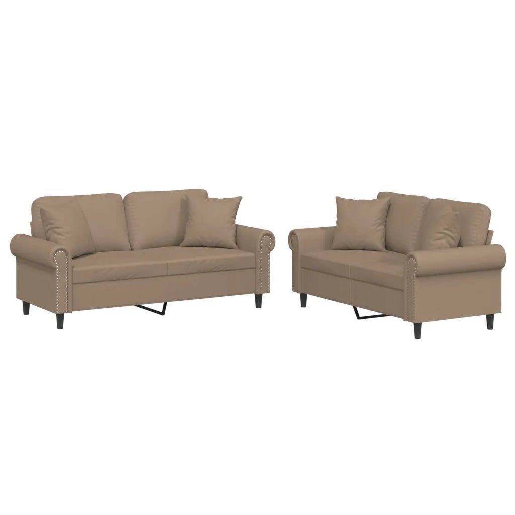 Set di Divani 2 pz con Cuscini Cappuccino in Similpelle 3202164