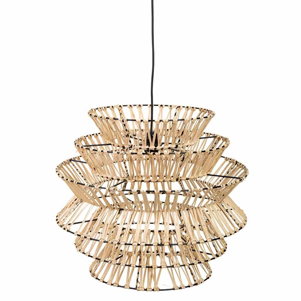 Lampada soffitto rafia e metallo marrone 51x51x46h cm