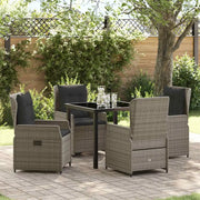 Set da Pranzo per Giardino 5 pcs Grigio polyrattan