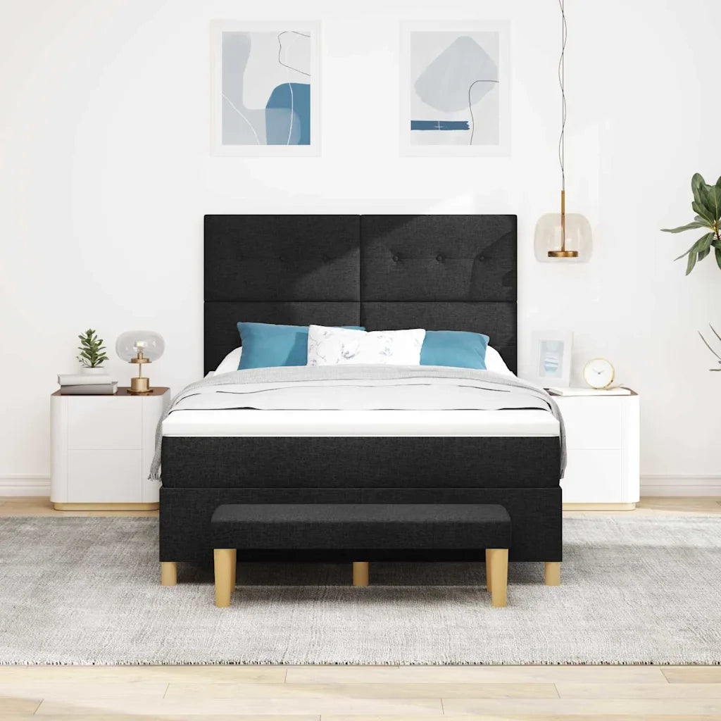 Letto a molle con materasso Nero 140 x 190 cm Tessuto