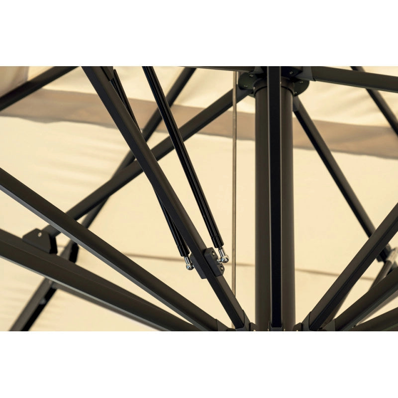 Ombrellone 5x5 Palo Centrale Antracite Push Up Telo Ecru' Moia