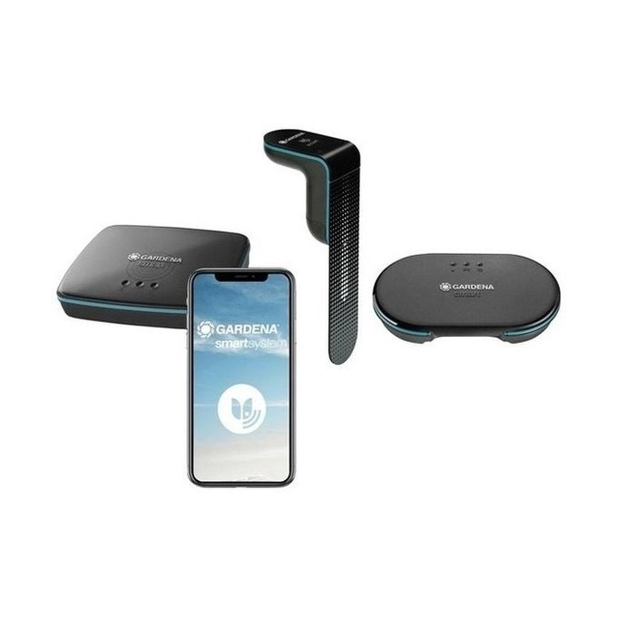 Gardena 19210-22 Kit Smart Irrigation Control Sensor Set per Controllo Irrigazione fino a 6 Zone con Sensore Umidita' e Temperatura del Suolo Compatibile con App GARDENA smart colore Nero
