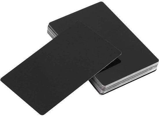Cartucce per graveatura personalizzata 50 pezzi - Bianco Alluminio - Etichette di cassa personalizzabili - Carte di identificazione personalizzate - 86x54mm - Resistente agli urti