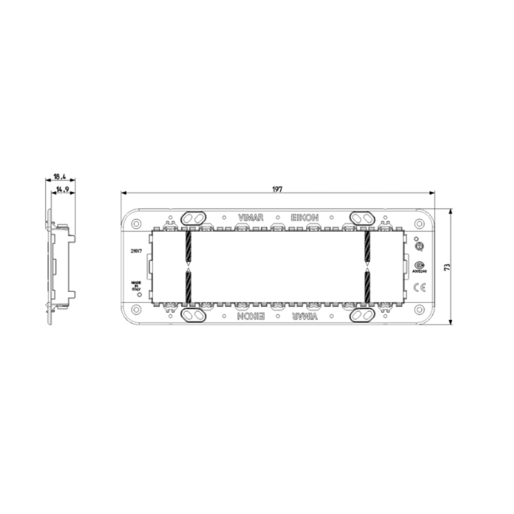 Vimar serie eikon supporto con viti plurimodulo installazione sicura e stabile *** numero posti 7 moduli, confezione 1