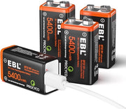 Batterie 9V Oplaadbaar - 1,5V Alta Capacità 5400mWh (4 Pezzi)