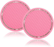 Autoaccessori universali per auto - 2 pezzi - sottopanchina - 2,75 pollici - silicone antiscivolo con diamanti brillanti in cristallo - con diamanti bianchi - per donne e signore