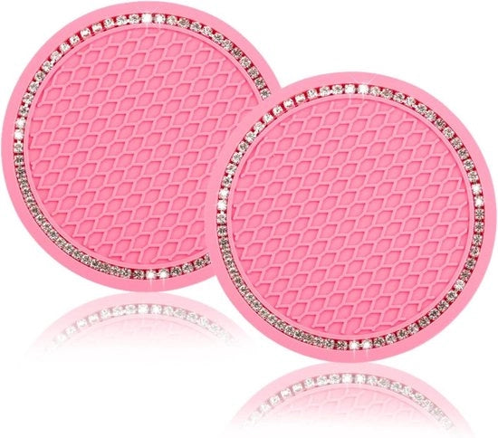Autoaccessori universali per auto - 2 pezzi - sottopanchina - 2,75 pollici - silicone antiscivolo con diamanti brillanti in cristallo - con diamanti bianchi - per donne e signore