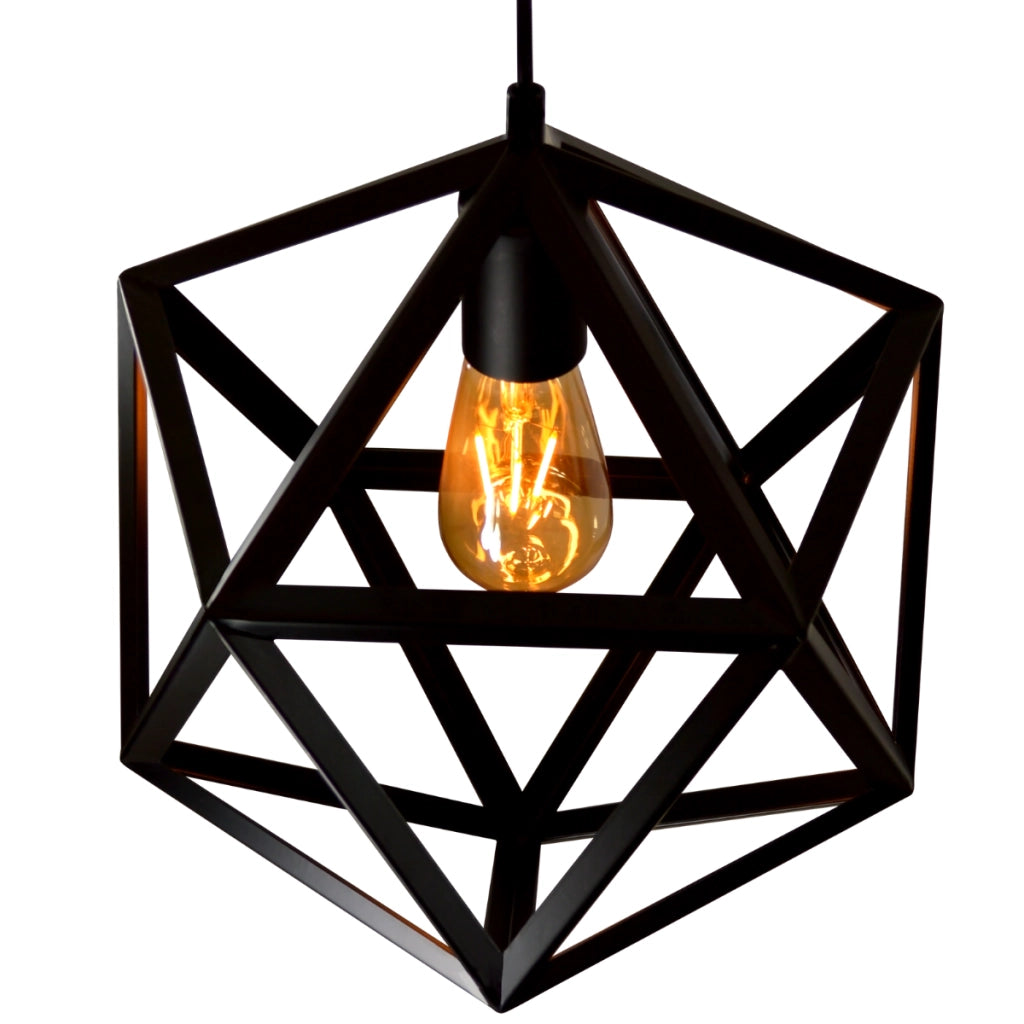 Lampada a sospensione nera geometrica E27 Ø35 Polux