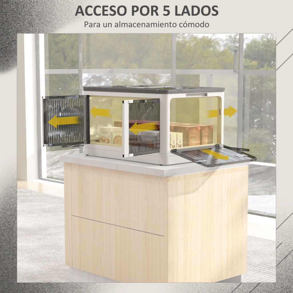 Cassa di Stoccaggio Impilabile 69L con Coperchio e Ruote ¨C Minimal ¨C 60x42x34 cm Bianco