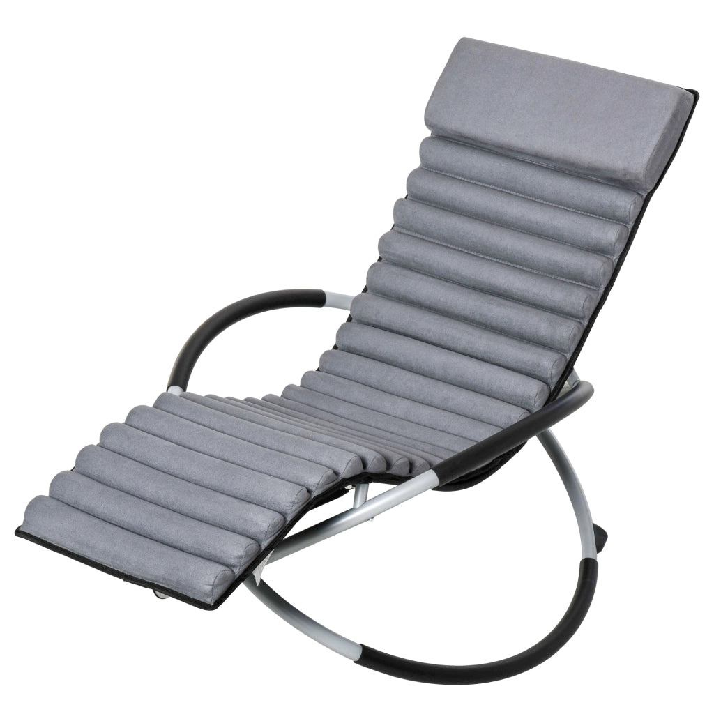 Poltrona a dondolo ergonomica 2 in 1 con poggiapiedi ¨C Minimal ¨C Tessiline grigio scuro 145x74x86 cm