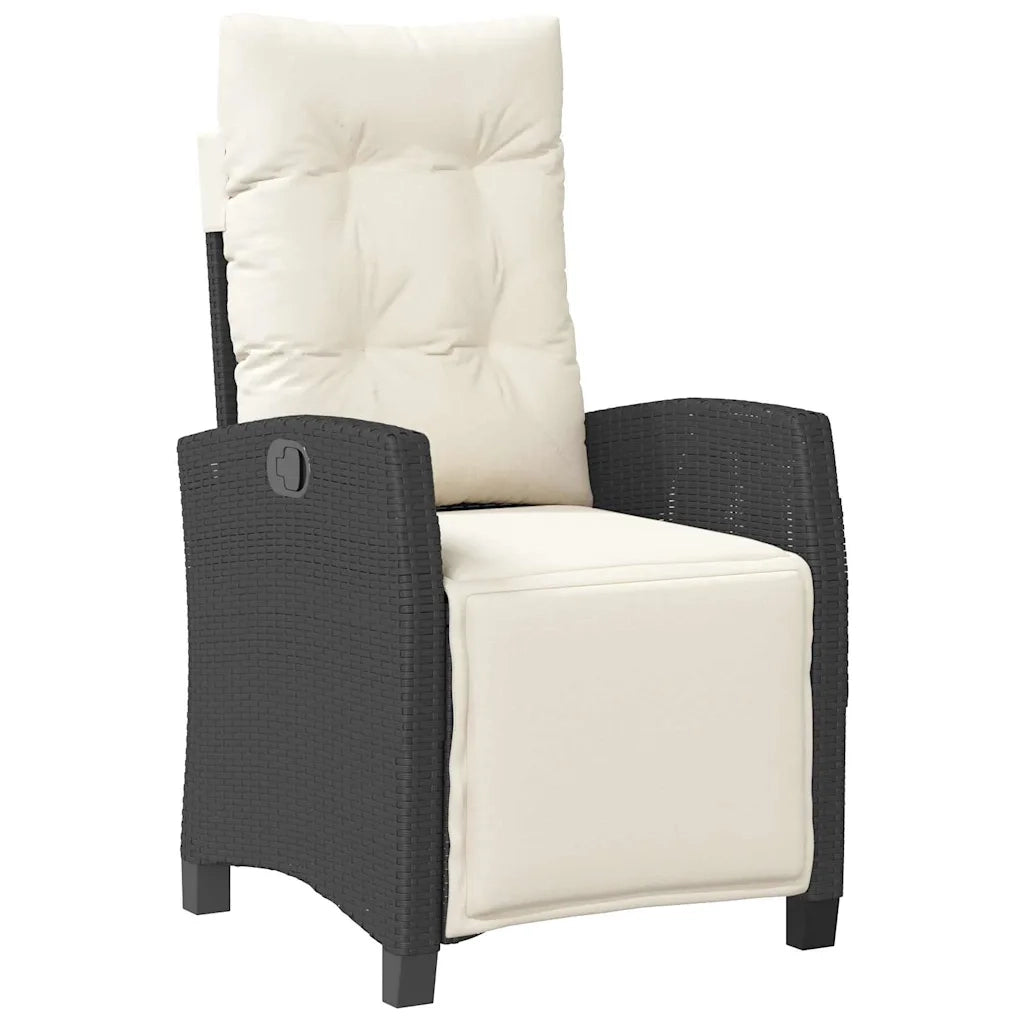 Set da Pranzo per Giardino con cuscino 3 pcs Nero polyrattan