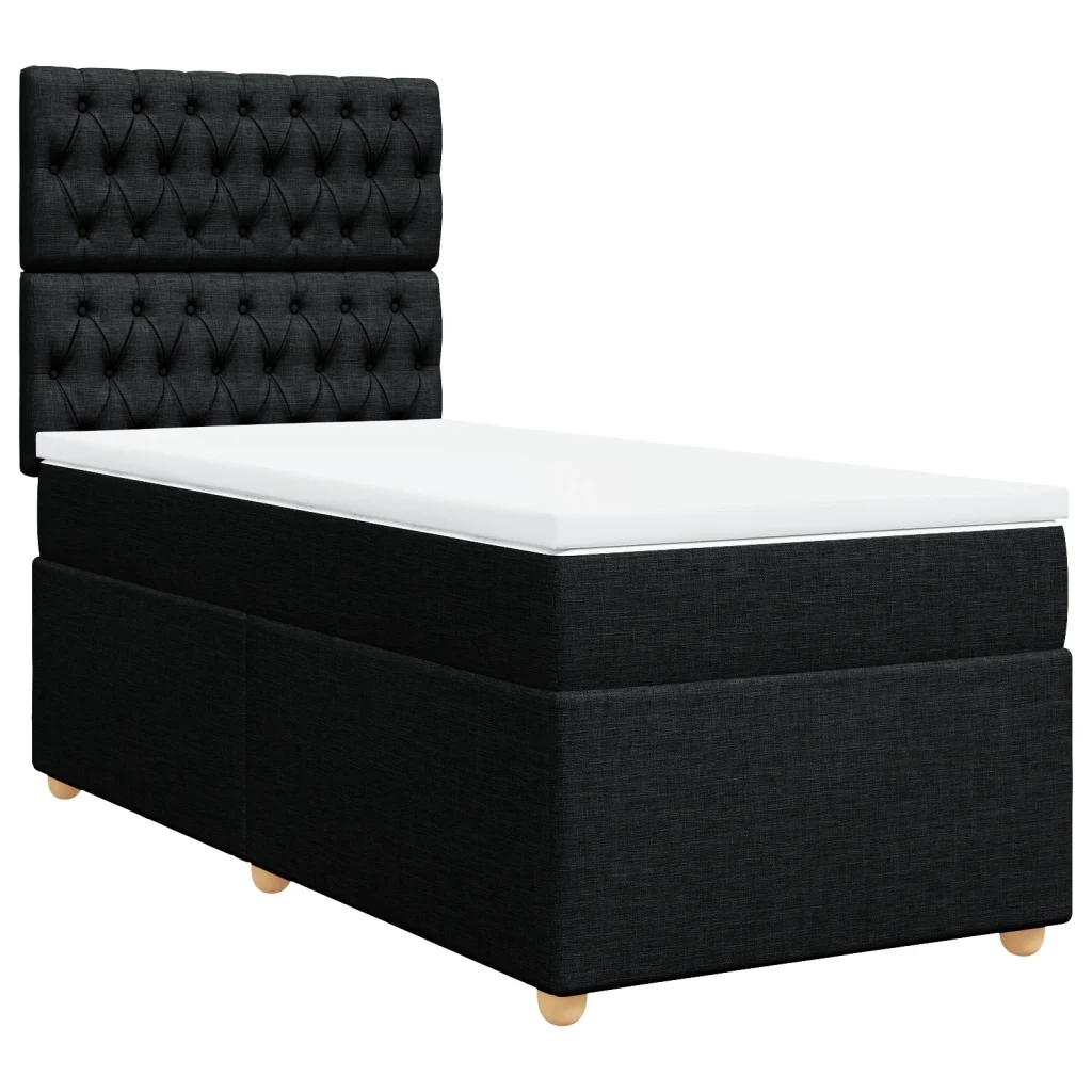 Giroletto a Molle con Materasso Nero 100x200 cm in Tessuto 3293500