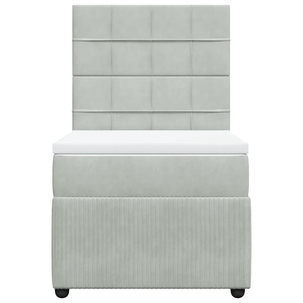Giroletto a Molle con Materasso Grigio Chiaro 100x200cm Velluto