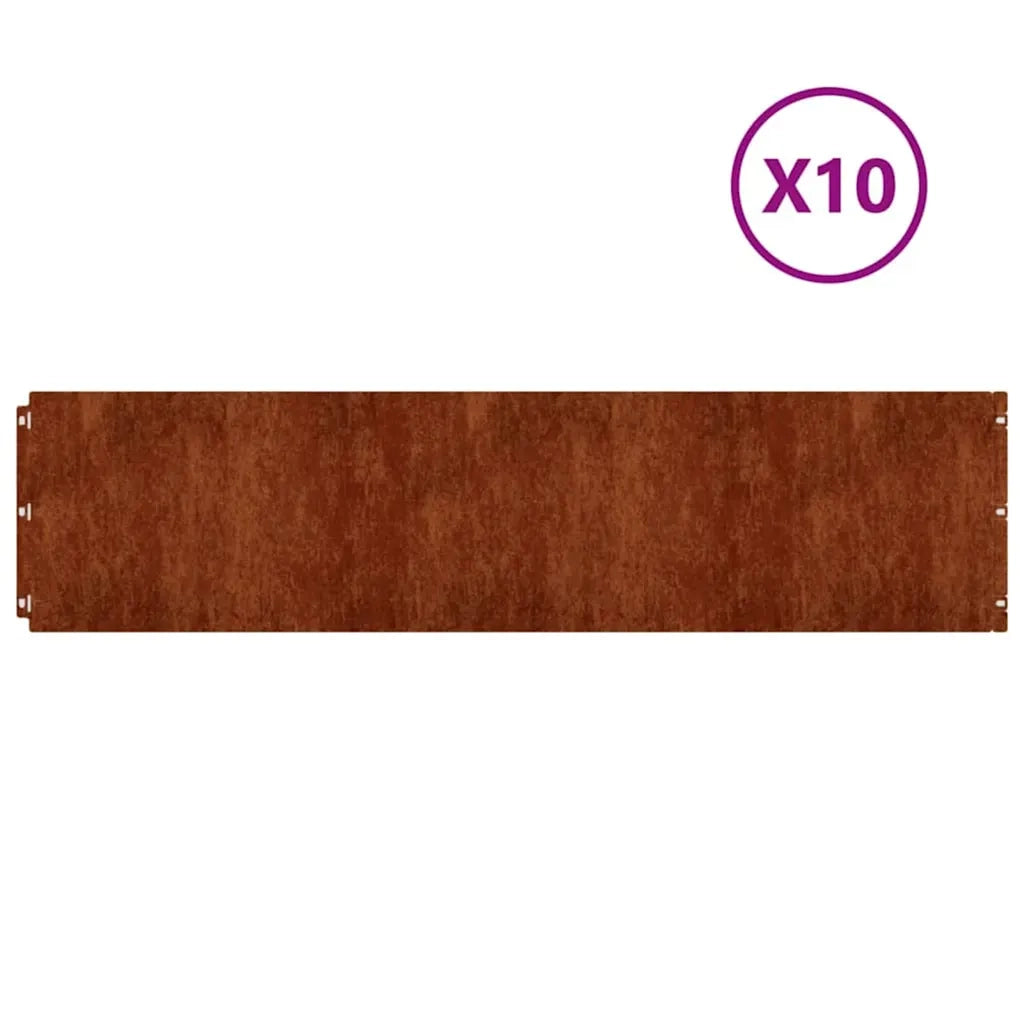 Bordure per Prato 10 pz 25x103 cm Flessibili in Acciaio Corten CFW5713479