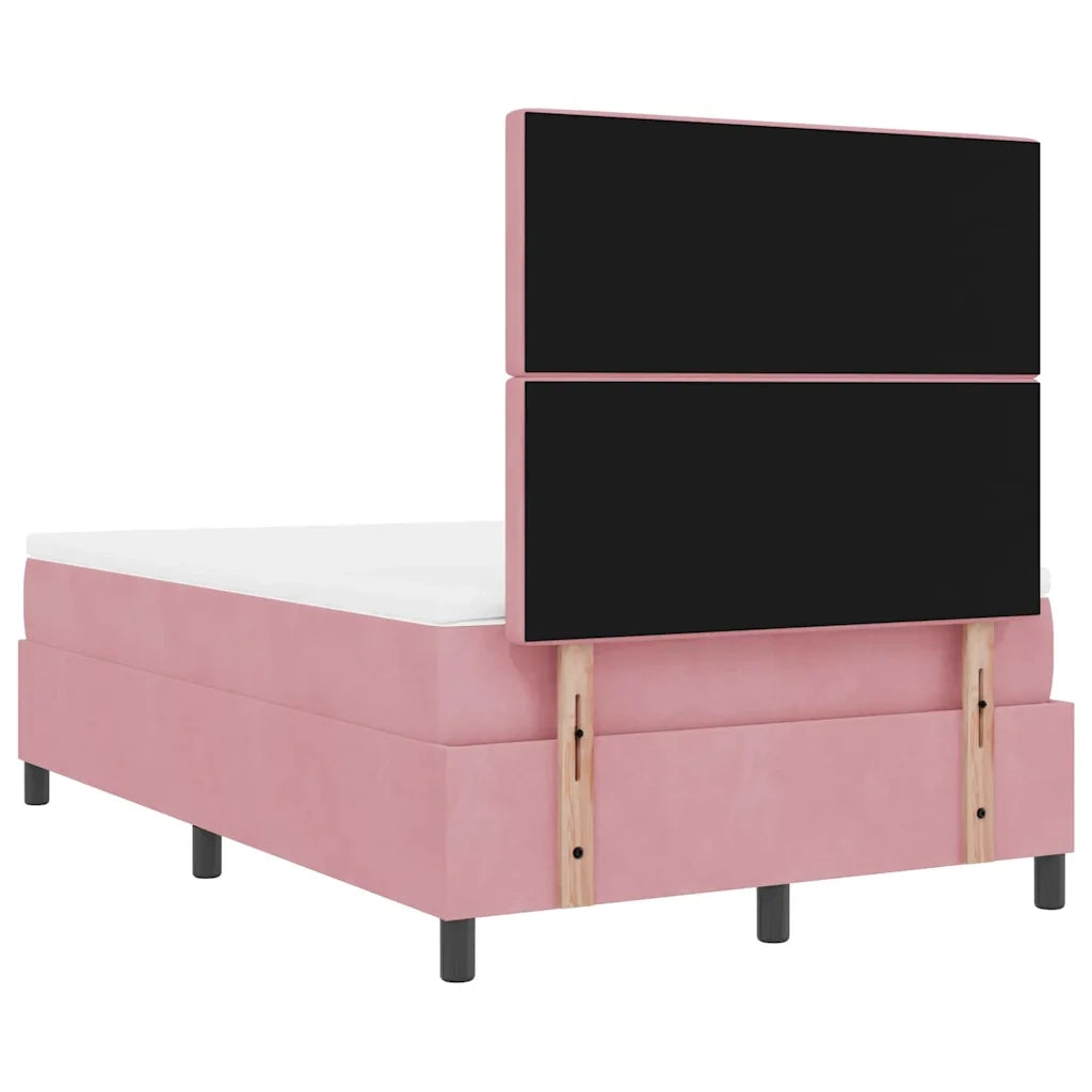 Letto a molle con materasso Rosa 120 x 200 cm Velluto 3339763