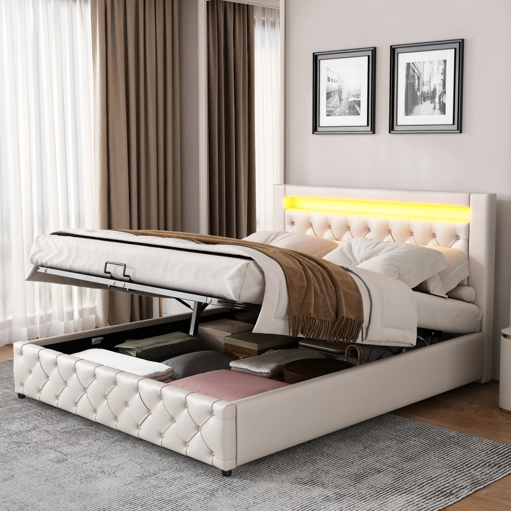 letto imbottito pu bianco 142 x 207 cm
