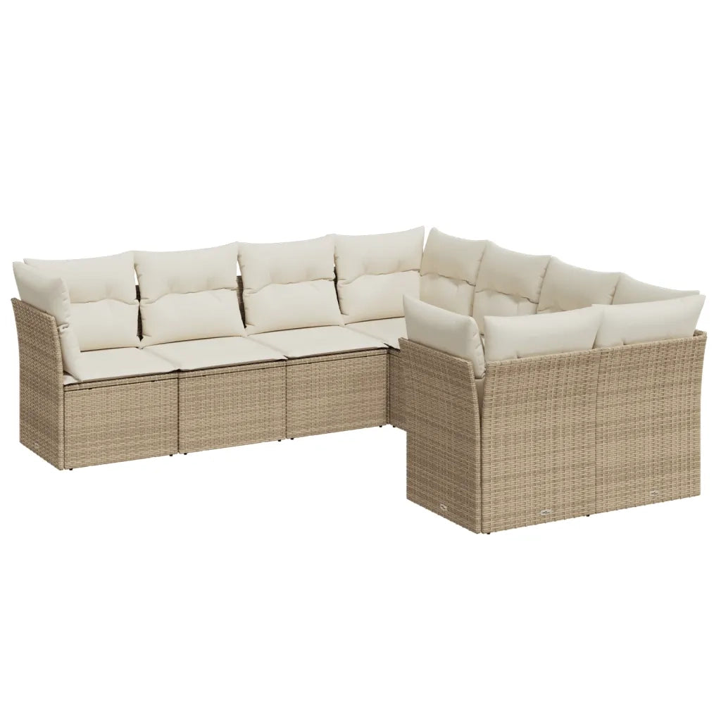 Set Divano da Giardino 8 pz con Cuscini Beige in Polyrattan 3218588