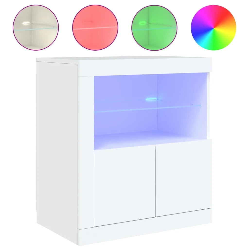 Credenza | Madia | Buffet da pranzo | Armadio da pranzo con Luci LED Bianca 60,5x37x67 cm