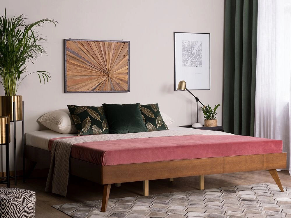 Letto 160 x 200 cm in frassino scuro 180 x 200 cm con rete a doghe