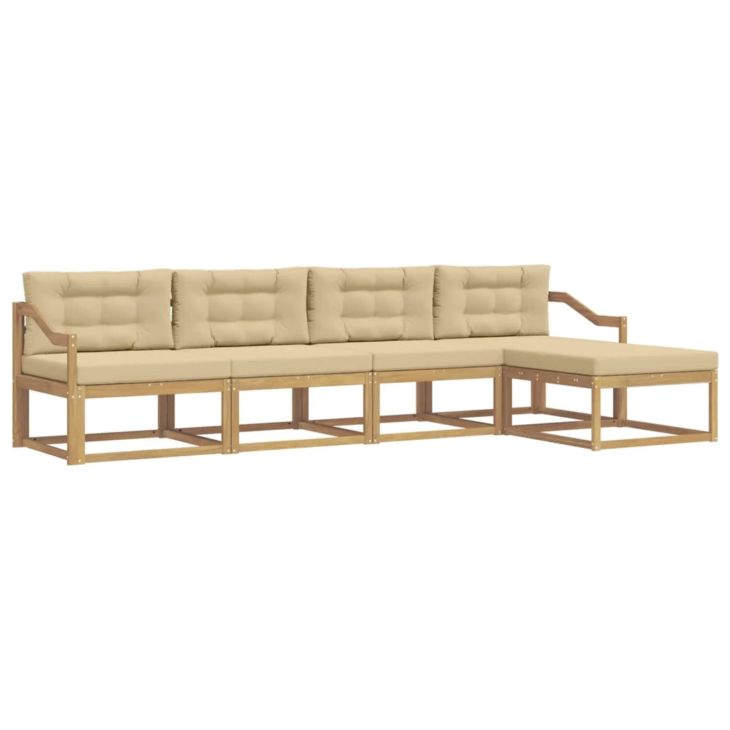 Set di divani da esterno 4 pz Bianco e Beige Poliestere 3386322