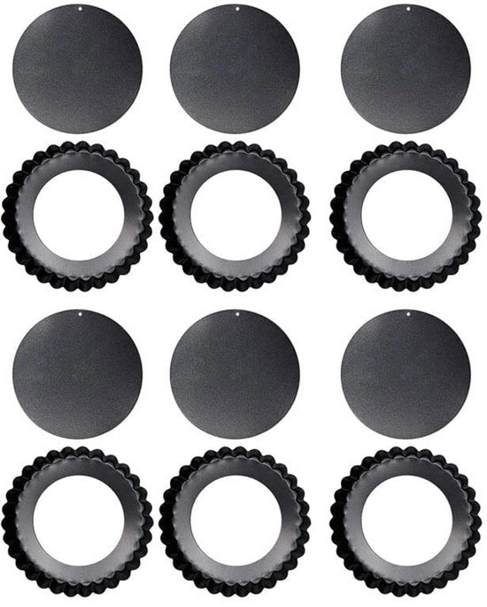 Set di 6 forme per torta con fondo rimovibile - Acciaio inossidabile - Anticarbonizzante - 8 cm di diametro esterno - Forme per torta miniatura