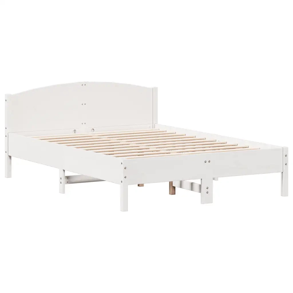 Letto senza Materasso-Struttura Letto Bianco 135x190 cm Legno Massello di Pino 438474