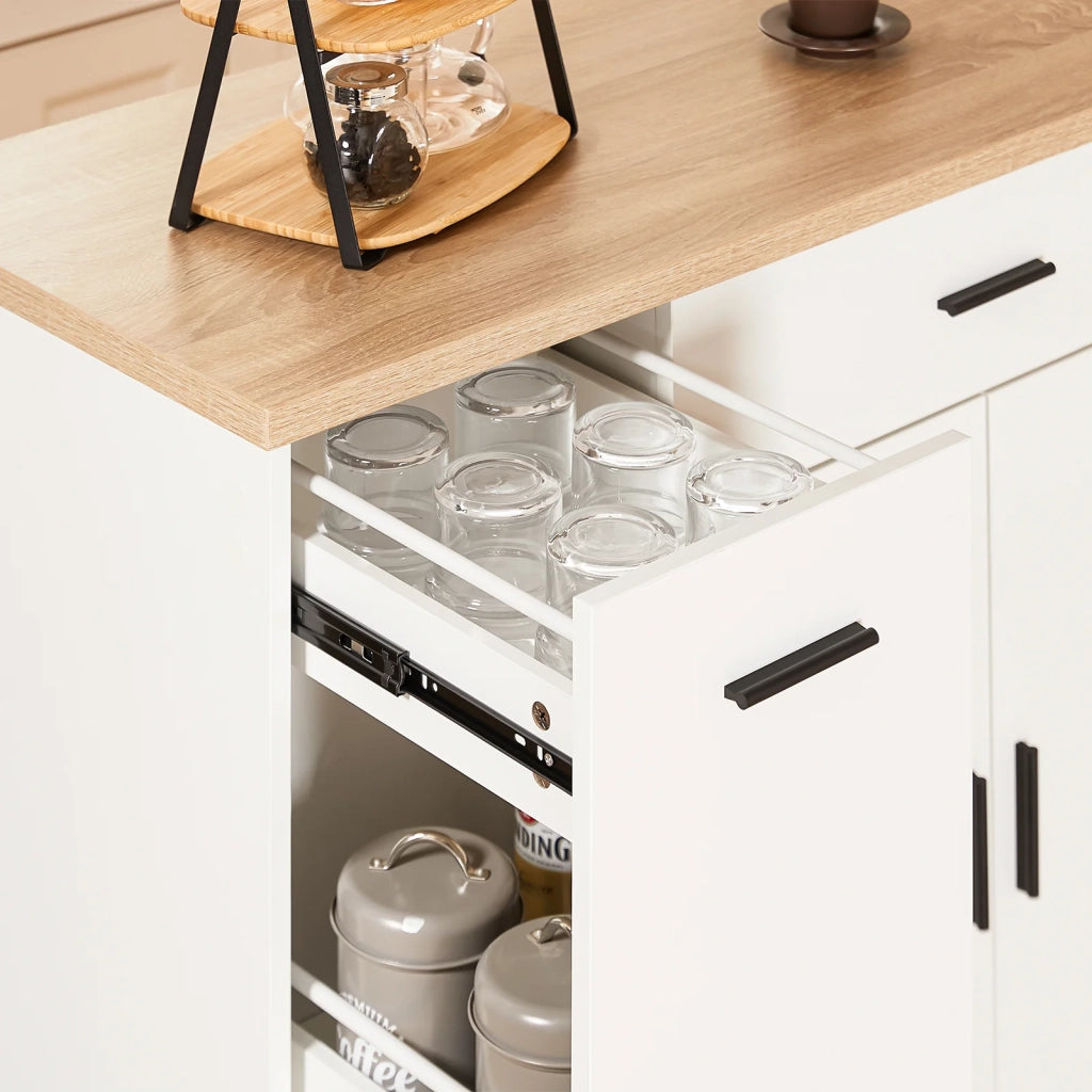Mobile da cucina Isola cucina con 2 ante e 2 cassetto Credenza buffet Carrello cucina 105x46x92 cm FKW126-WN