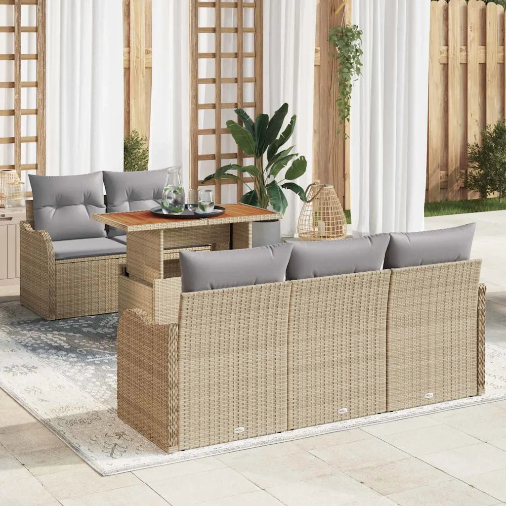 Set Divano da Giardino 6 pcs Beige Poly Rattan 3358135