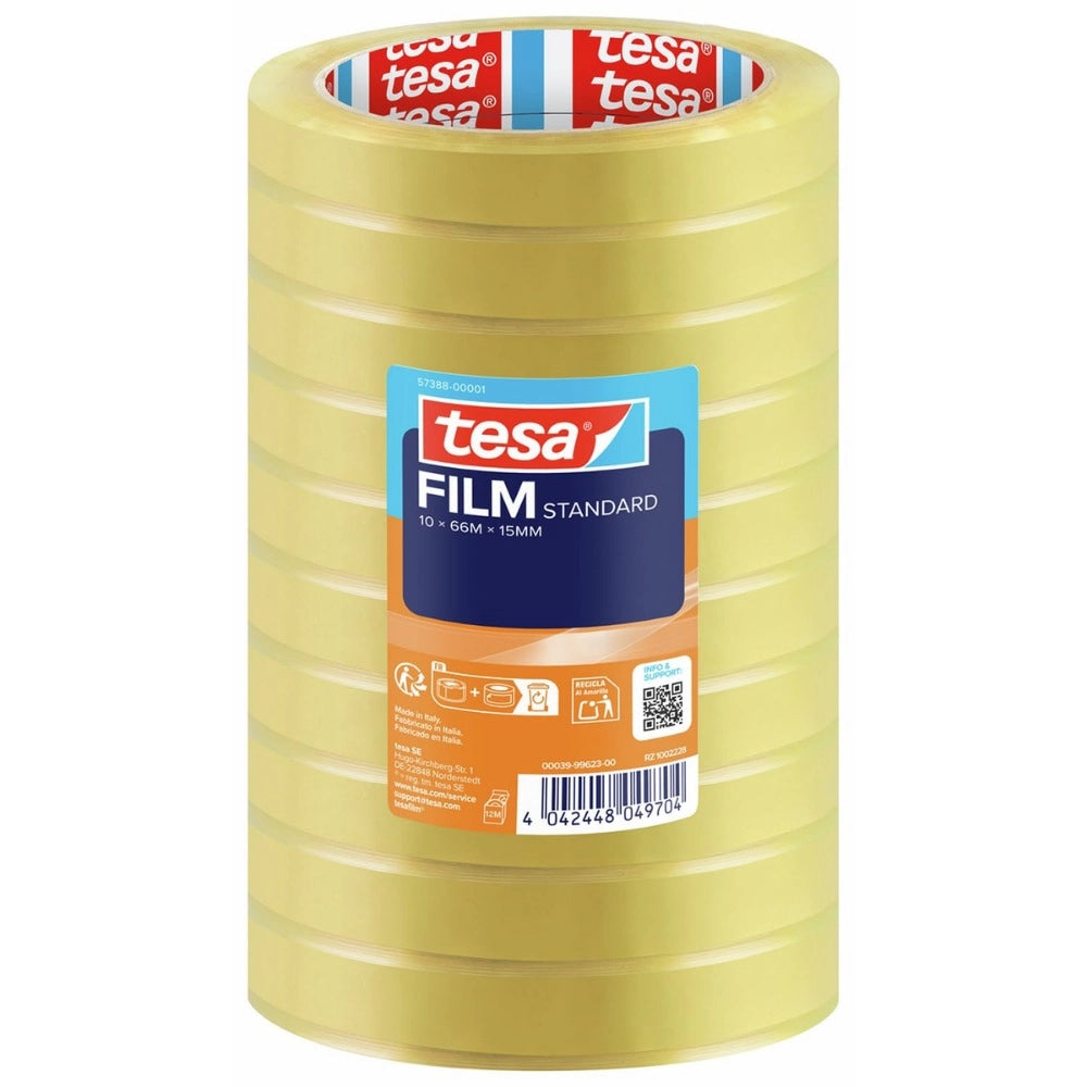 Tesa tesafilm standard nastro adesivo multiuso 66m x 15mm - 10 rotoli