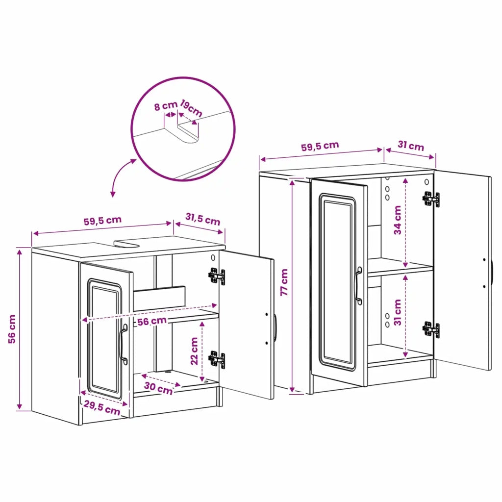 Set di Armadi da Bagno da 2 Pezzi UTRECHT Nero 3417649
