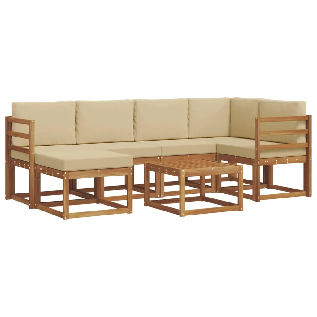Set di divani da esterno con cuscino 7 pcs Naturale e Beige 3366661