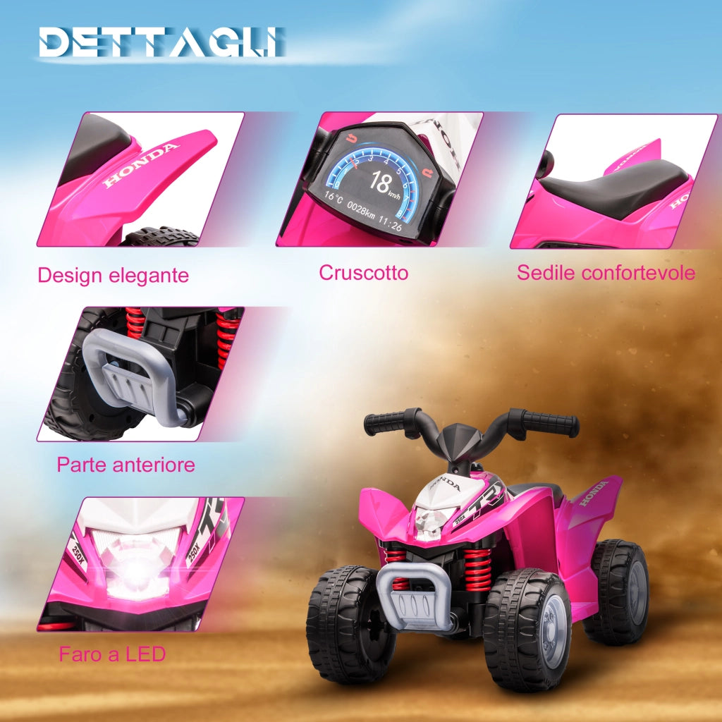 Quad Elettrico per Bambini con Luci LED ¨C Minimal ¨C Rosa 65.5x38.5x43.5 cm
