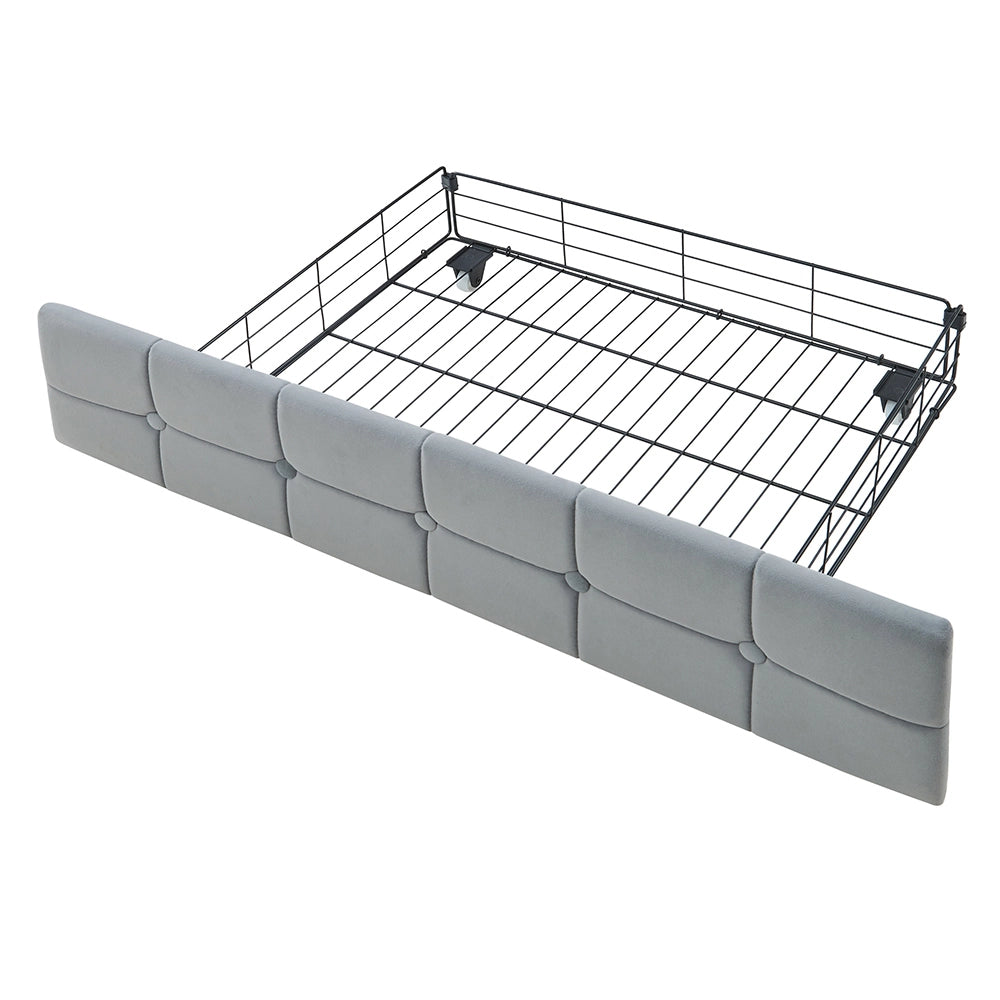 Divano letto - Xylo - 90x200 cm 2 cassetti LED USB grigio