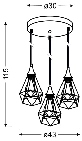 Lampadario Candellux Graf 33-62918 3xE27 nero metallo regolabile