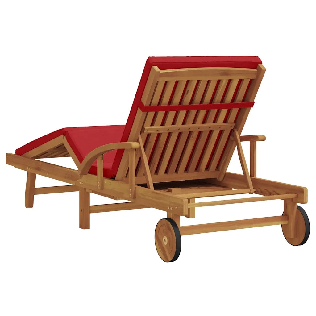 Lettino da sole Rosso 200 x 67 x 84 cm Legno di Acacia Massello 4105531