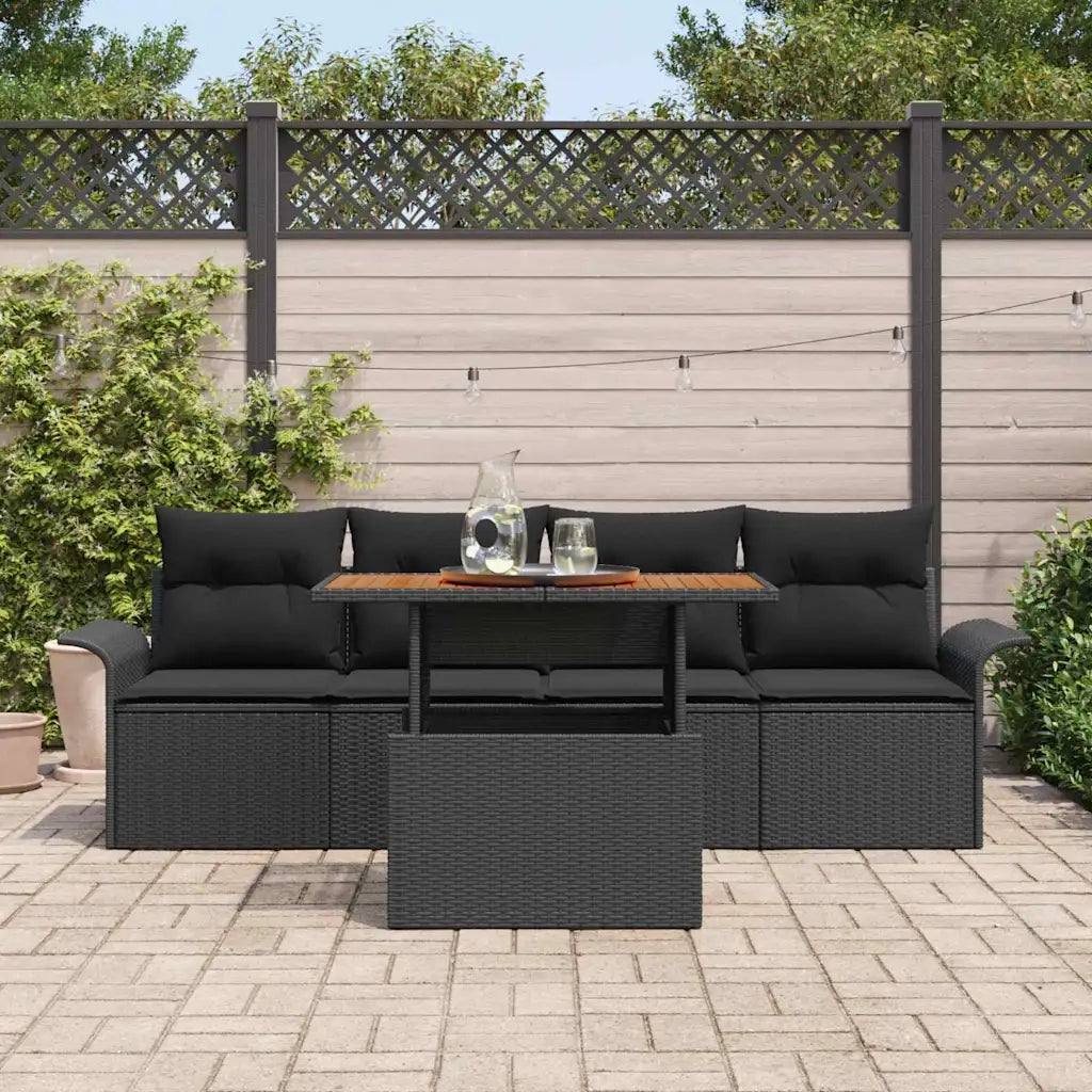 Set Divano da Giardino con archiviazione 5 pcs Nero Poly Rattan 3358004