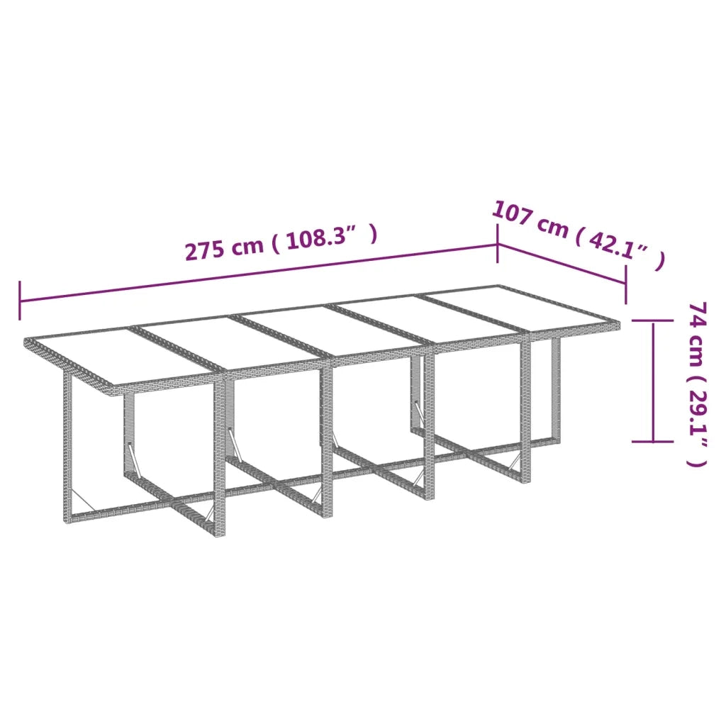 Set da Pranzo da Giardino 11 pz con Cuscini in Polyrattan Beige 3095596
