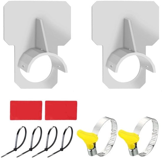 Supporto per tubi da piscina - Previene il collasso - Bracciali per tubi da piscina - Inclusi cavi da fissaggio - Viti per tubi da piscina in acciaio inossidabile - Materiale: ABS - Dimensioni: 10x8x3,8 cm - Accessori per piscine