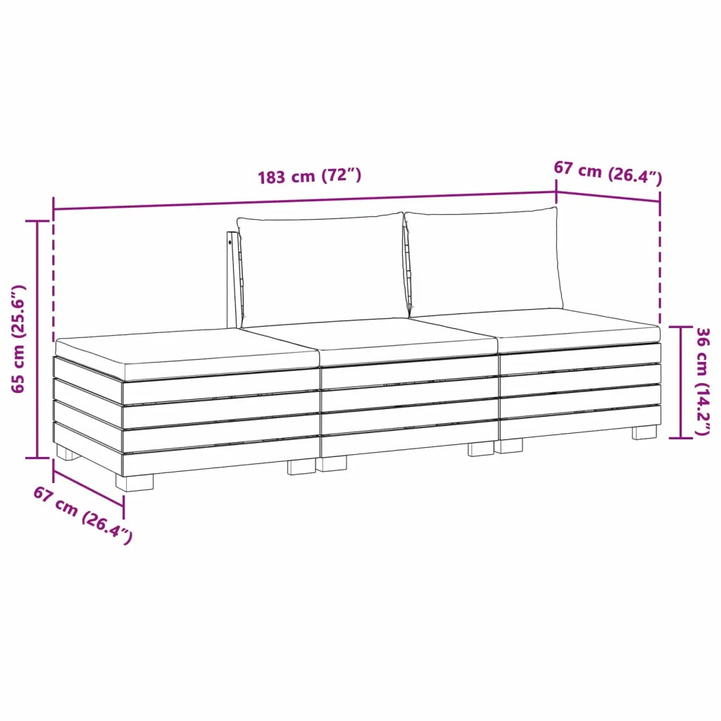 Set di divani da esterno con cuscino 3 Pezzo Marrone 3403117