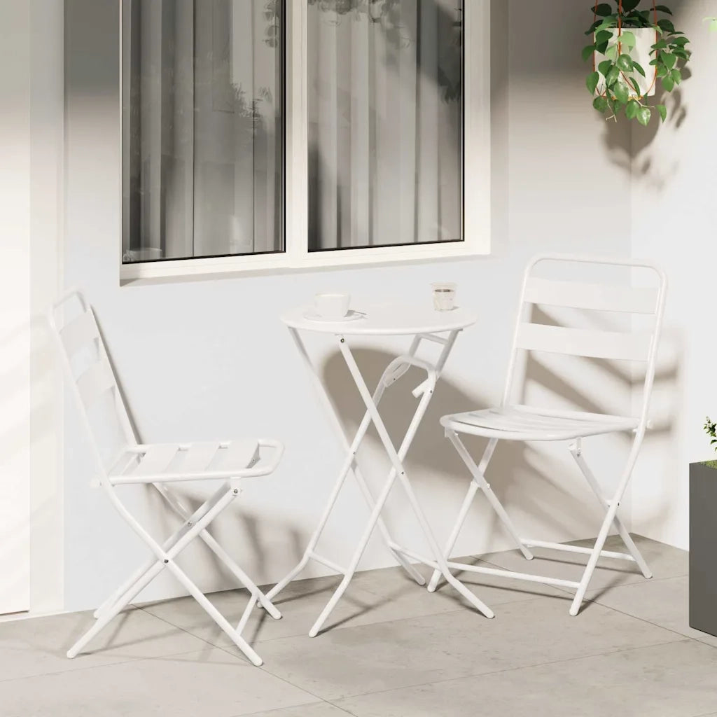 Set Bistro da Giardino 3 pcs Bianco Acciaio