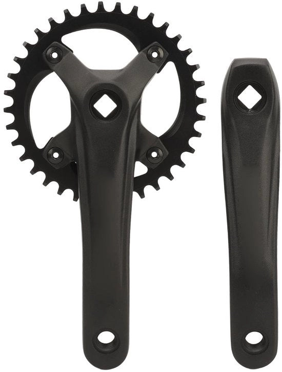 Crankstel 104 BCD 36T - Lega di alluminio - Leggero - Resistente agli urti - Adatto per mountain bike - Incluso set di manubri - Set di manubri per bicicletta