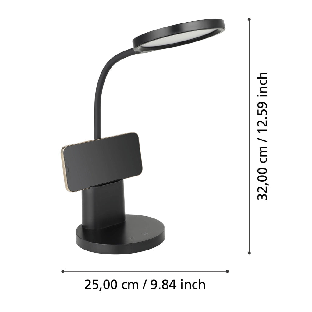 Lampada Da Tavolo Minimal Brolini Policarbonato Nero Luce Led Integrato 2,1W