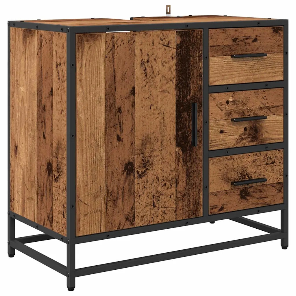 Set di mobili per il Bagno | Armadio da bagno con cassetto 2 pz Legno vecchio