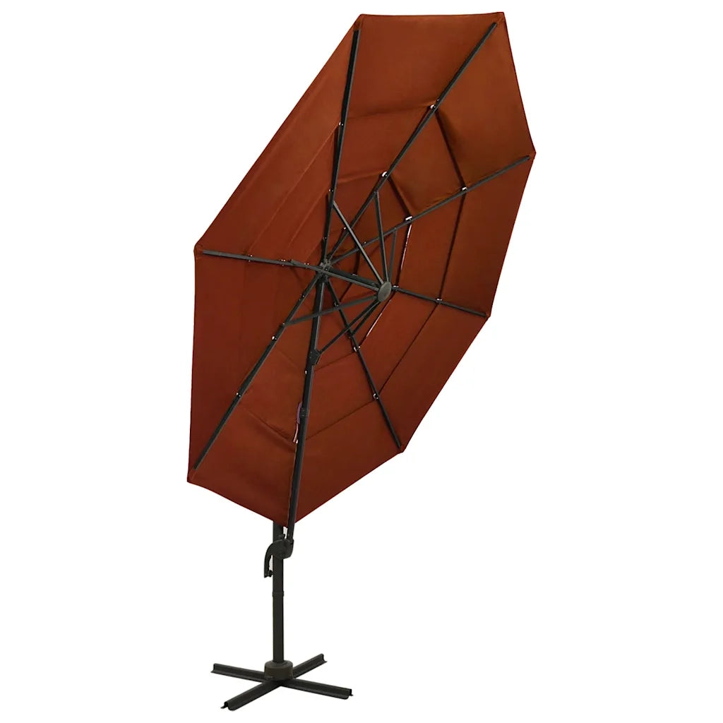 Ombrellone a Sbalzo 4 Livelli Palo in Alluminio 3x3m Terracotta 313833