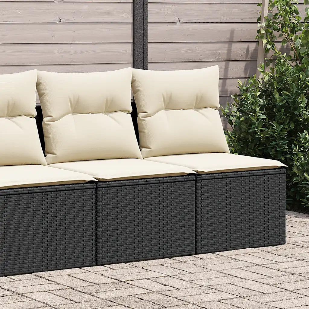 Set Divani da Giardino con Cuscini 2 pz | Set Salotto da Giardino Nero Polyrattan Acacia