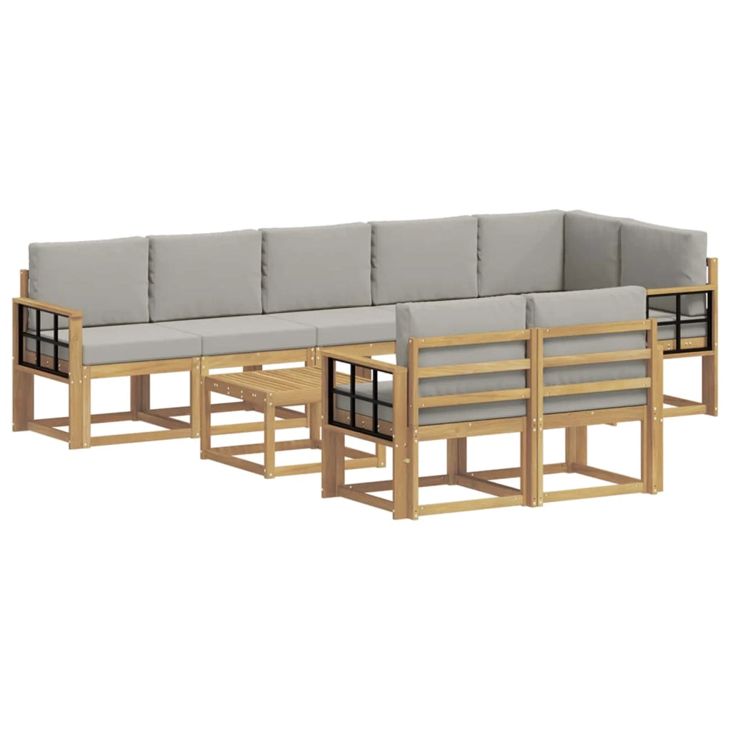 Set di divani da esterno 9 pz Bianco e Grigio Chiaro 3387850