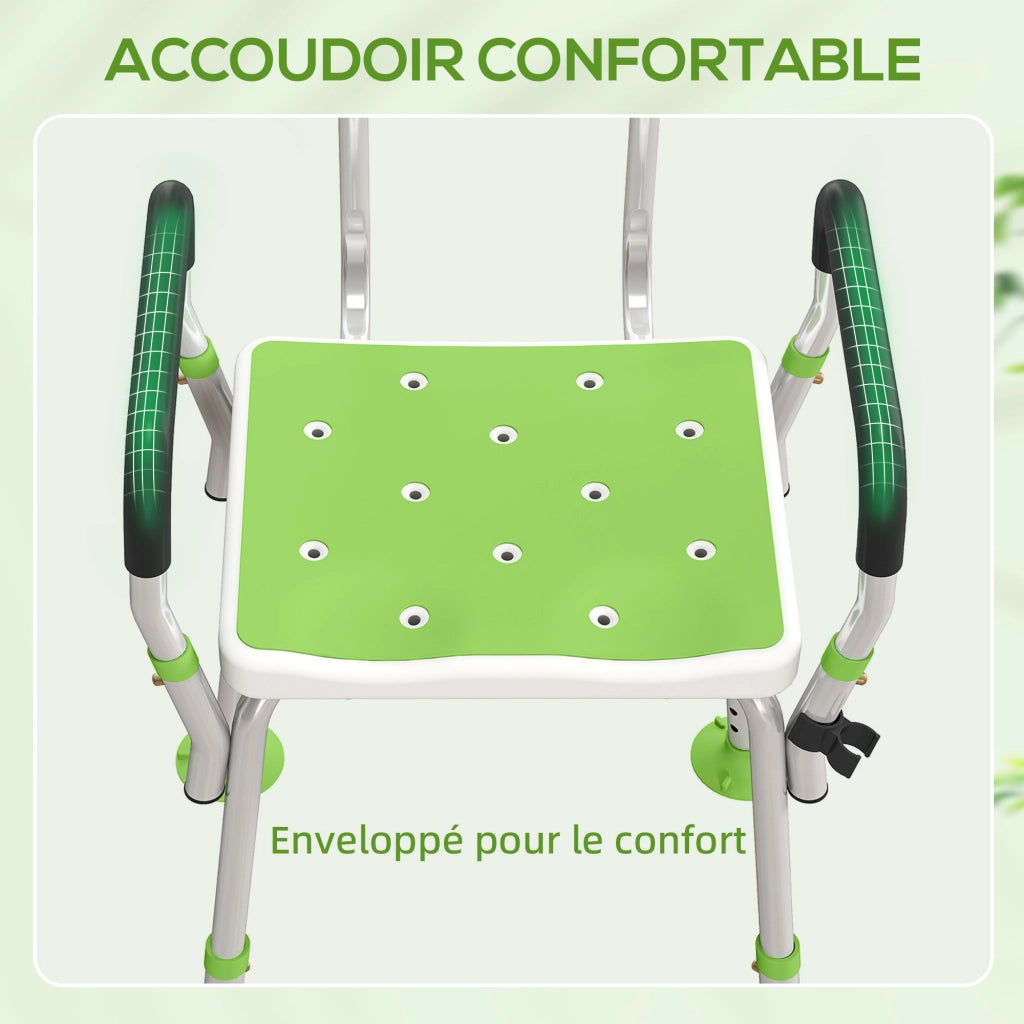 Sgabello da doccia regolabile ¨C zephmum ¨C bianco e verde 56.5x53.5x87 cm