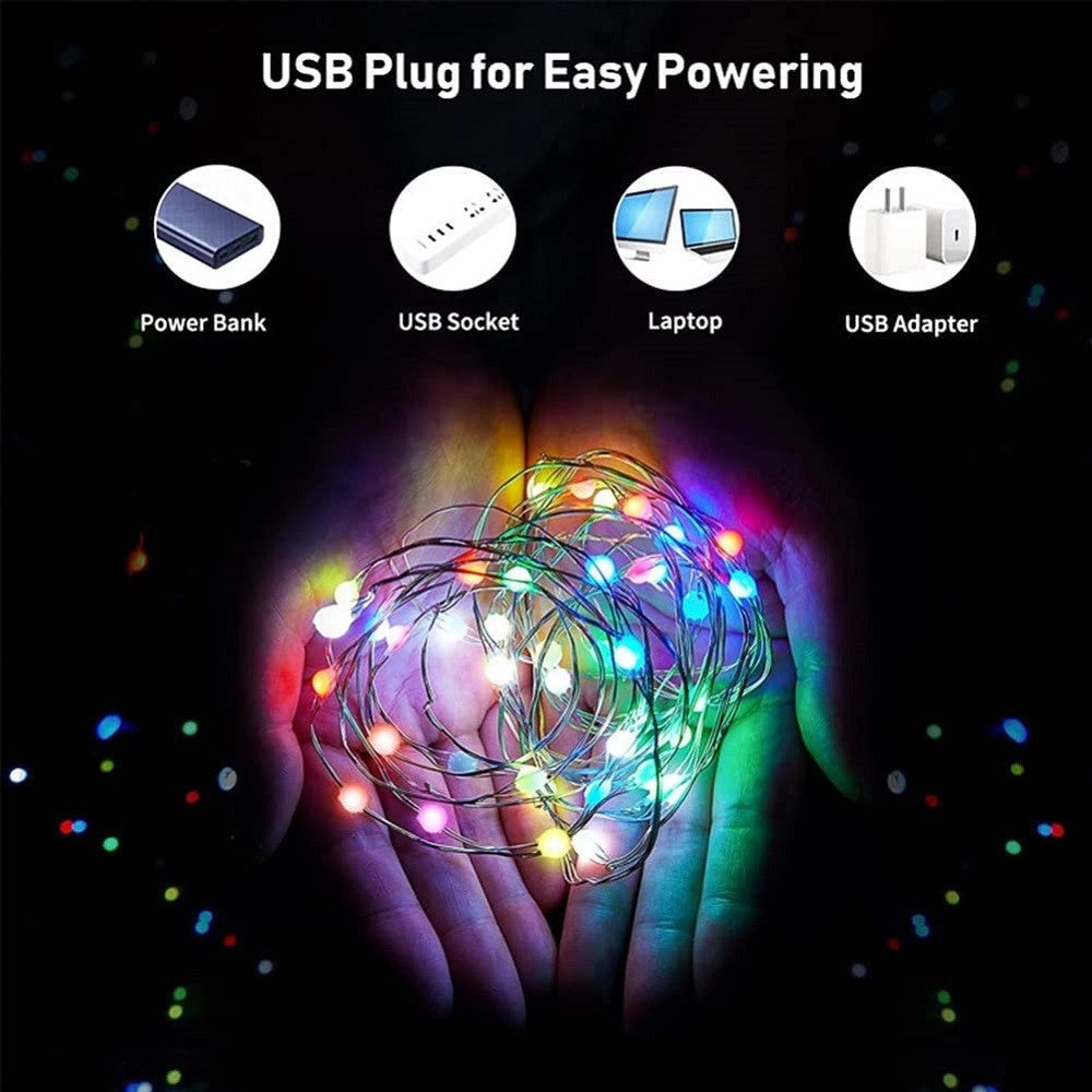 Trade Shop - Luci Led Albero Di Natale Usb Bluetooth App Interno Con Telecomando 5 Mt 50 Led -