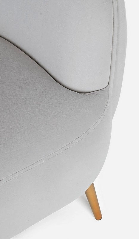 Poltrona in Velluto Grigio Chiaro Linsay Stile Cozy Romantico Shabby Chic
