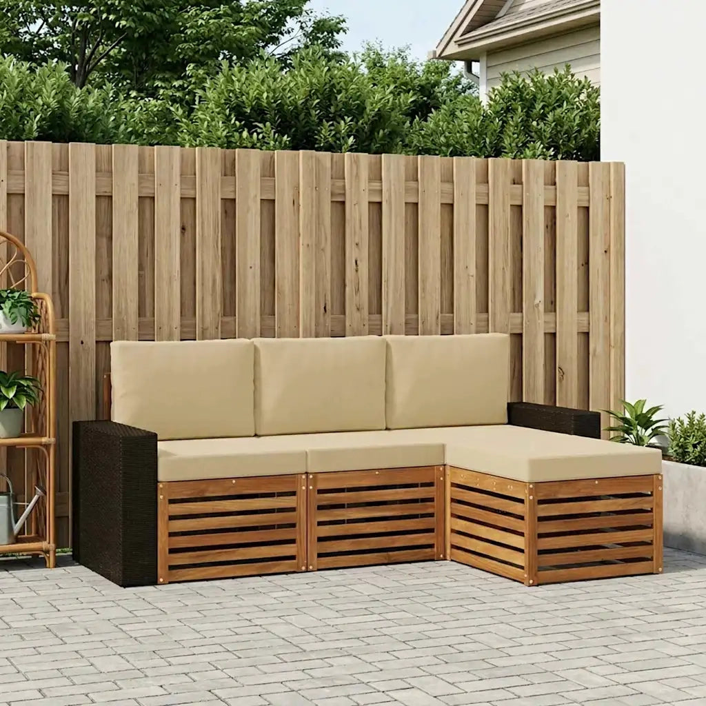 Set di divani da esterno con cuscino 4 pcs Naturale e Beige 3384214